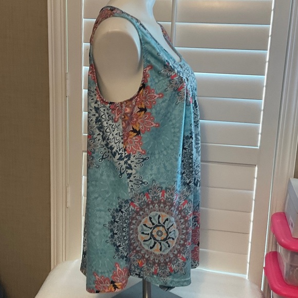 Floral Button-Front Tunic - Blue and Orange - Picture 3 of 8